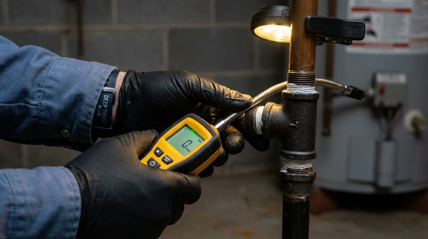 Gas leak detection with electronic sniffer by Johns Plumbing LLC in Tornado