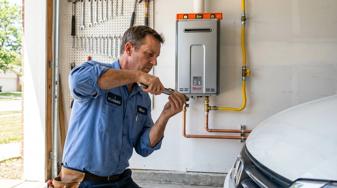 Tankless water heater installation by a Johns Plumbing LLC plumber in Tornado